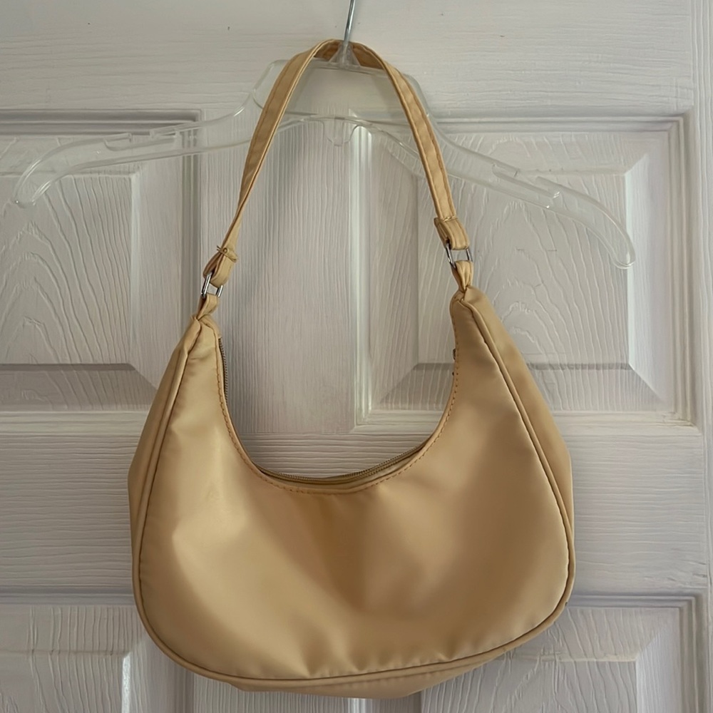 Taupe nylon shoulder bag